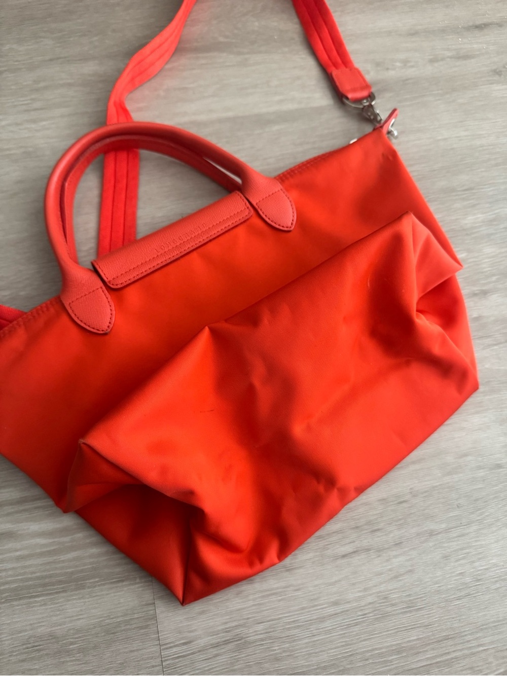 Longchamp red Le Pliage Modele Depose Small Tote with Adjustable Strap - Picture 10 of 14
